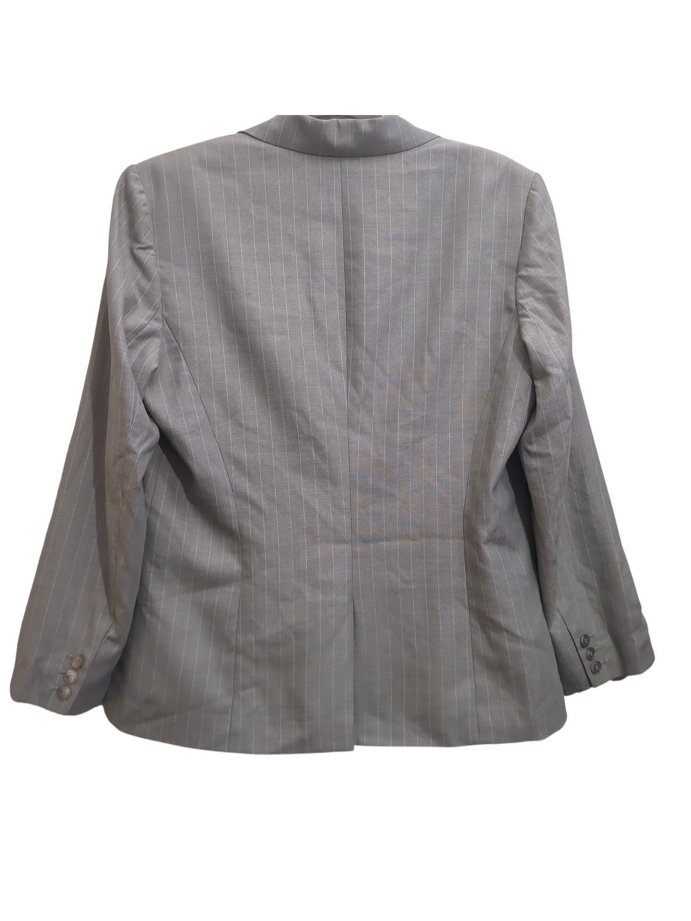 VTG Y2K Talbots Petites Wool Silk Pinstripe Pant Suit 14 Grey Quiet Luxury Corp - Picture 3 of 14